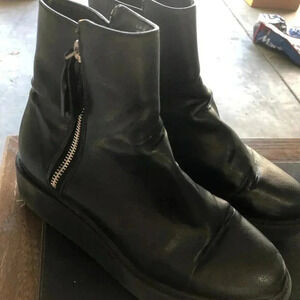 Zippered Black Platform Boot